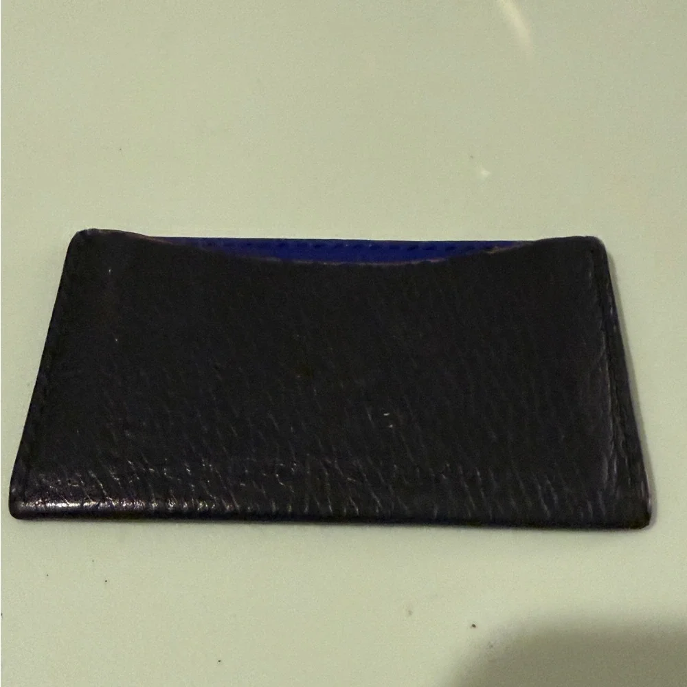 Tyler Ellis Wynn Credit Card Holder Black Raven Pebbled Leather Handmade Italy